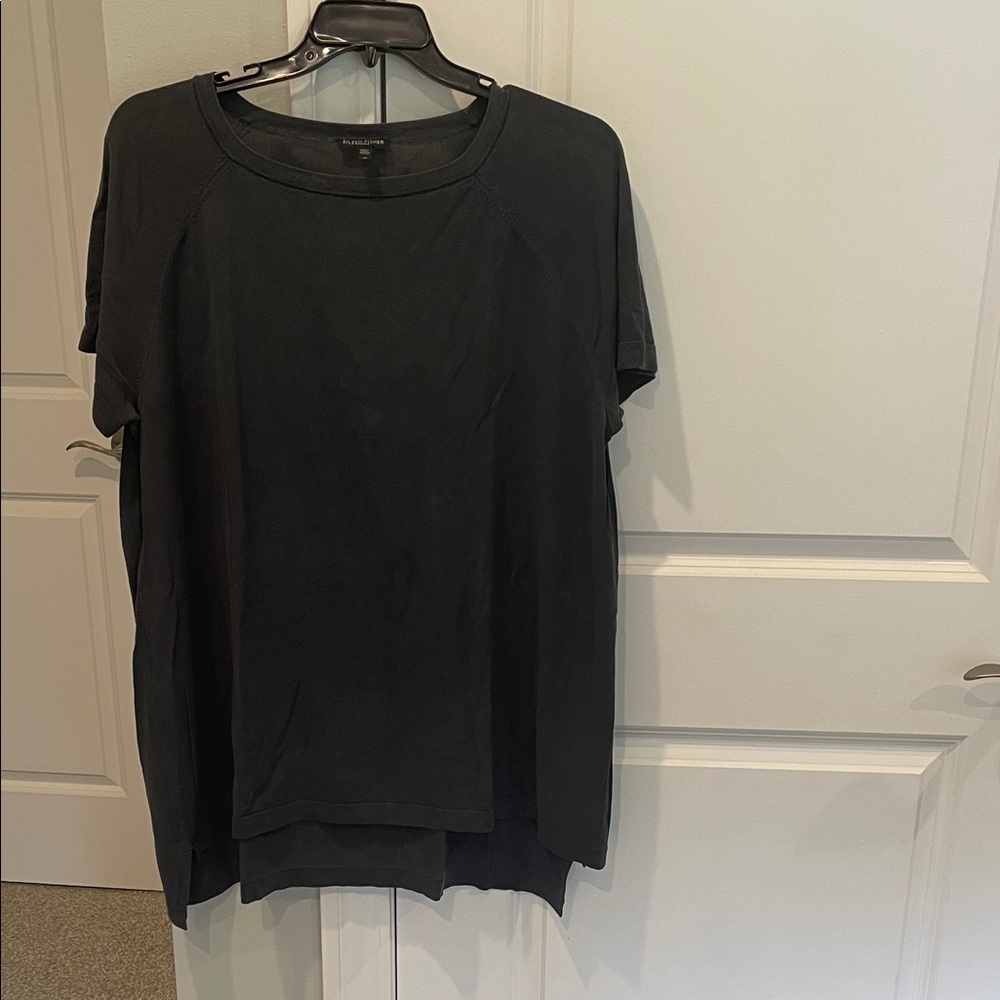 Eileen Fisher Gray Short Sleeve Top, raglan sleeve tunic, size 1x